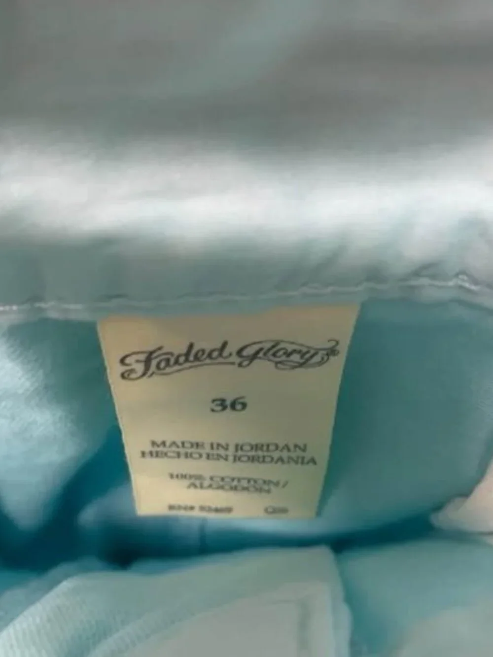Mens Size 36 Faded Glory  Light Blue Chino Style Shorts
